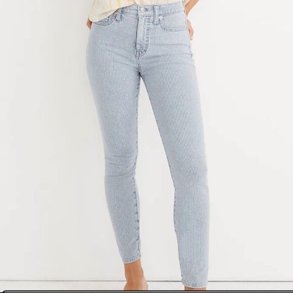 MADEWELL 10” Mid Rise Skinny Jeans in Piper Stripe Size 32 - Picture 1 of 8